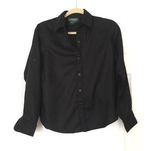 Black Linen Ralph Lauren Button Down
